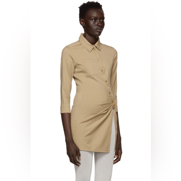NEW JACQUEMUS Beige 'La Tunique Jocou' Long Sleeve Shirt (S) - Picture 2 of 9